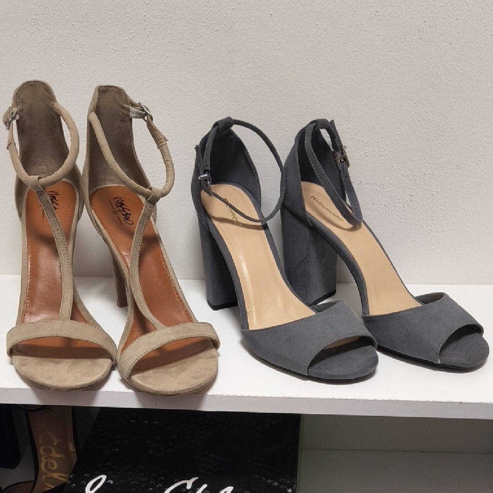 Massimo Beige and Maurices Charcoal Heels Both In Excellent Condition